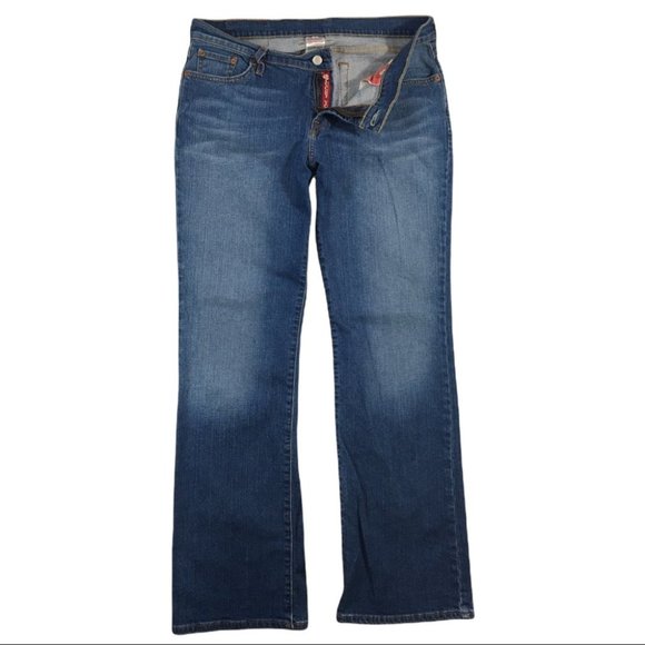WJ230 Women’s Lucky Brand Medium Wash Mid-rise Flare Denim Jeans 32